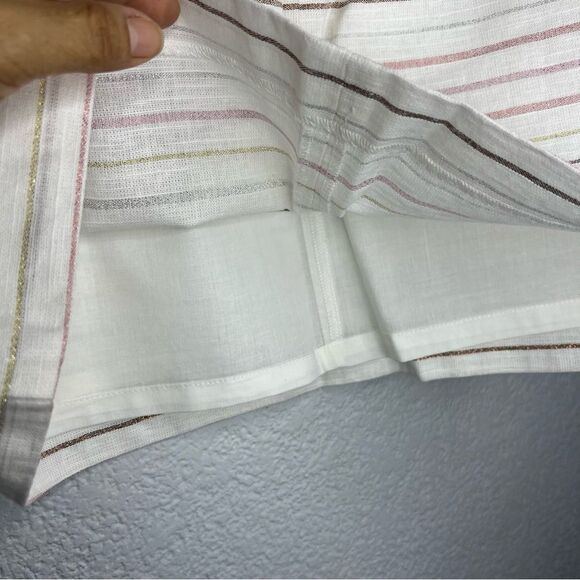 New! LOFT Petite Off White Striped A-Line Short Linen Blend Women’s Skirt SZ 0P - Picture 9 of 12